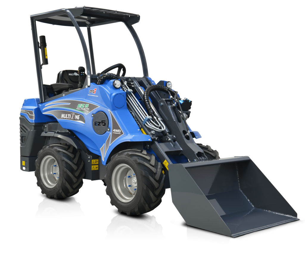 EZ5 with bucket, front and right side view