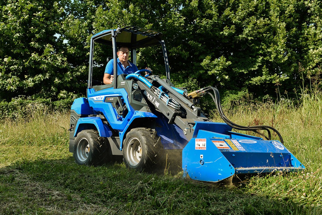 MultiOne mini loader 6 series with flail mower in action