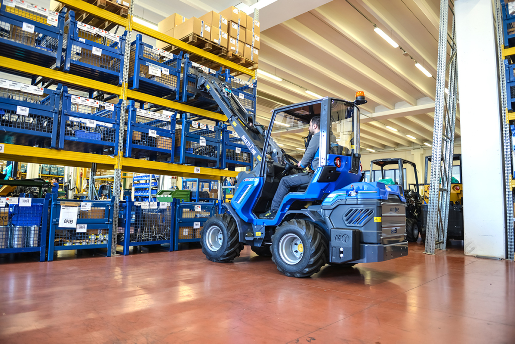 EZ8 with pallet fork with lifted arm