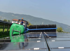 solar panel washer work seen in details