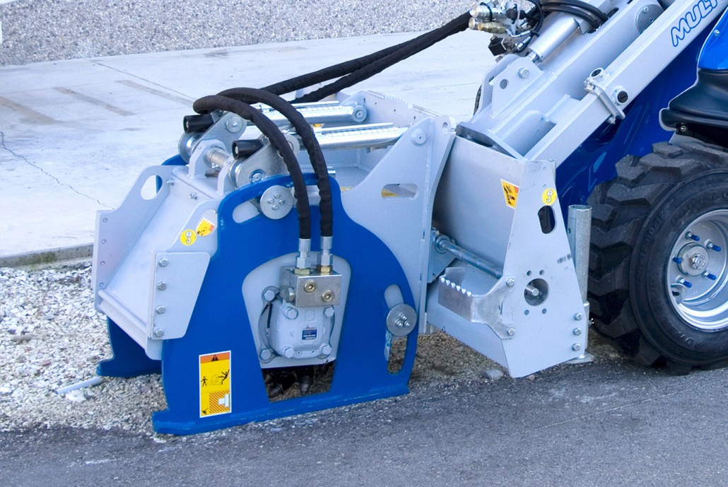 detail of a cold planer seen from its left side