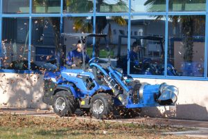 leaf blower in action