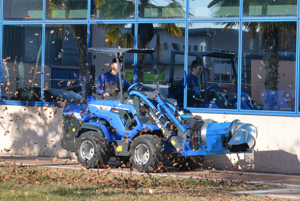 leaf blower in action