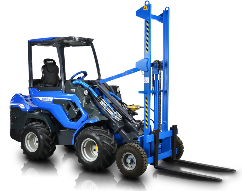 lifting trolley assembled on a mini loader, full view from right side