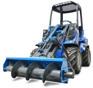 screw feed pusher assembled on a mini loader